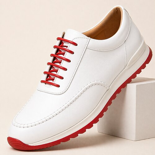 Herren-Sneaker aus Leder mit Schnürung und Gummisohle, sportliche Retro-Sneaker im Low-Top-Stil für Herren, ideal für den Alltag, Spaziergänge und Freizeitaktivitäten im Freien Image