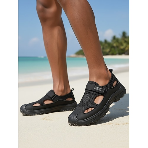 Geschlossene Herren-Fischersandalen, atmungsaktive Outdoor-Strandschuhe mit Mesh-Einsätzen, leichter, sportlicher Komfort für Herren, ideal für Strandurlaub, Spaziergänge und Reisen Image