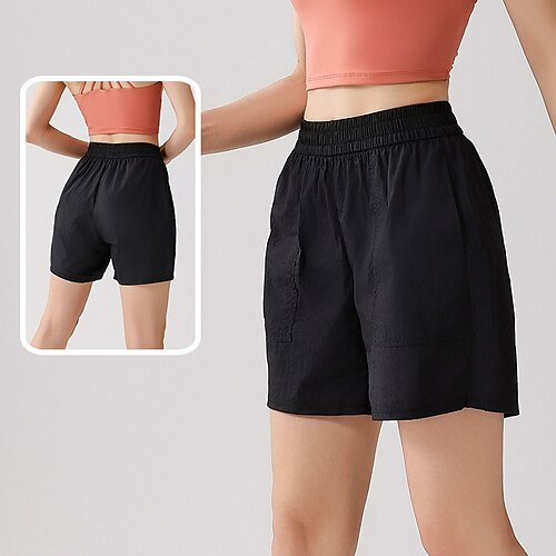 Damen Laufshorts Sportshorts Taschen Shorts Lässig Täglich Outdoor Sommer Frühling Schnelltrocknend Leicht Feuchtigkeitsableitend Atmungsaktiv Fitnesstraining Tennis Golfspiel Normale Passform Image