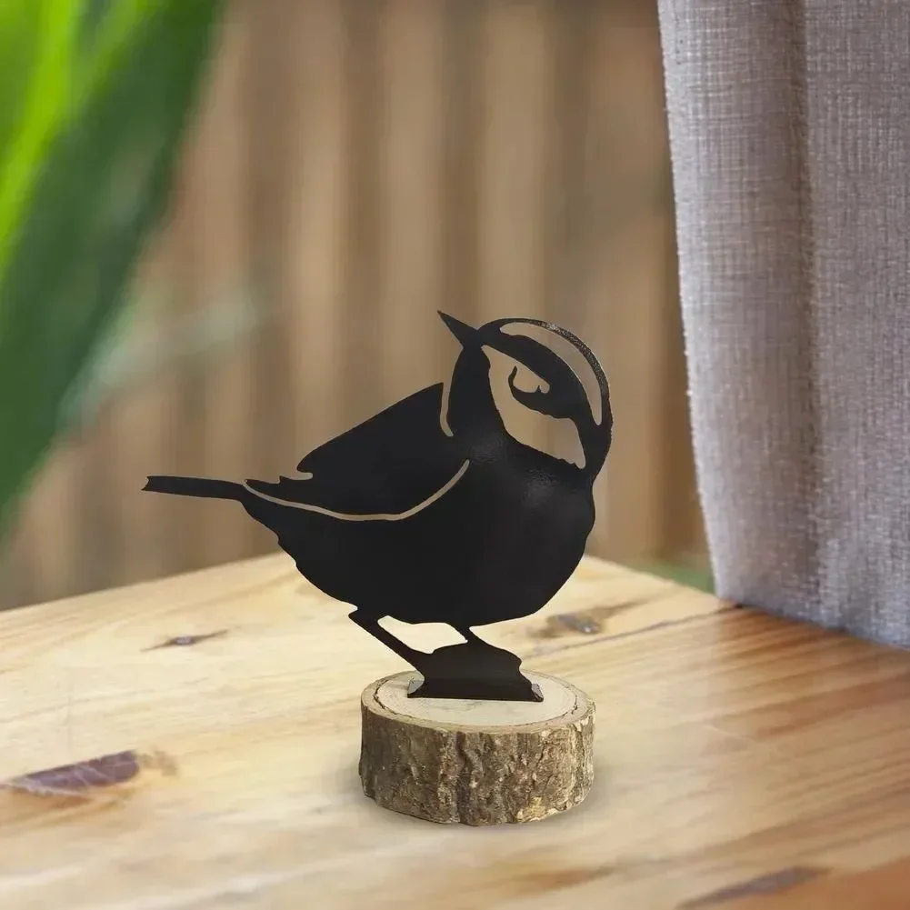 Silhouup d'oiseau en métal, décor de clôture de jardin, pic de calcul, acier, cour de campagne, art de jardinage, décor de jardin