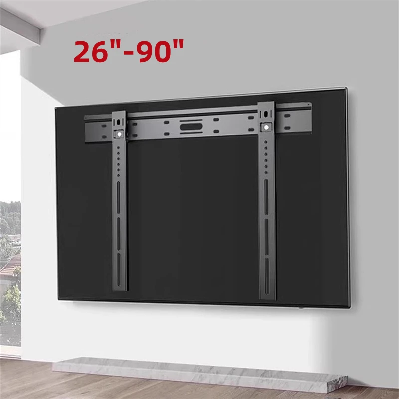 Ultradünne Universal-TV-Wandhalterung für flache/gebogene Bildschirme von 26–90 Zoll, TV-Halterung, Belastung max. 80 kg, VESA 100 x 100–800 x 400 mm TV-Ständer Image