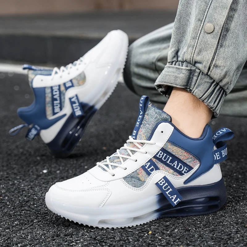 Frühjahrs-Höhenerhöhende Herrenschuhe, Atmungsaktive Mesh-Laufschuhe, Vielseitige Herren-Freizeitschuhe mit Hohem Schaft, Trendige Sportschuhe
