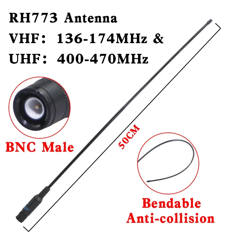 Diamond RH773 Dualband UHF/VHF 144/430MHz BNC-Antenne für Moto ICOM IC-V8 IC-V80 IC-V80E IC-V82 IC-V85 Walkie-Talkie Funkgerät Image