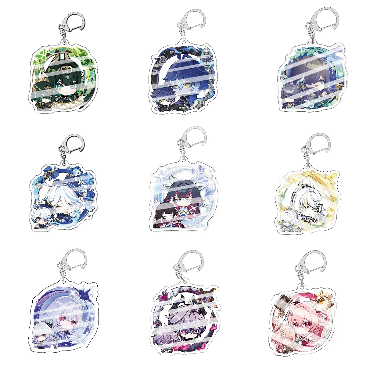Genshin Schlüsselanhänger Varka Columbia Durin Nefer Flins Lauma Skirk Escoffier Varesa Schlüsselanhänger Zubehör Niedlicher Taschenanhänger Fangeschenk Image
