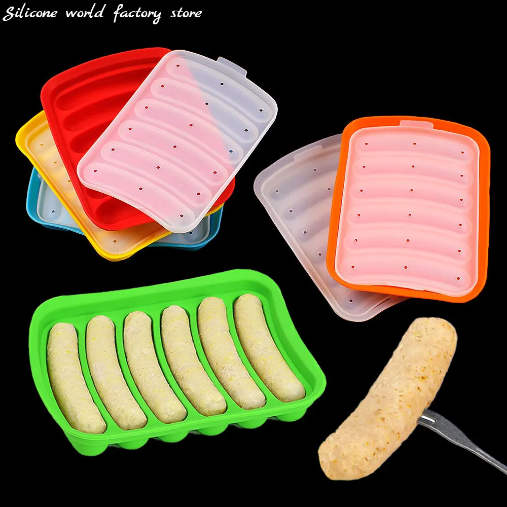 Silikon Welt DIY Silikon Wurst Formen mit Deckel Baby Ergänzungsnahrung gebacken und gedämpft Schinken Hot Dog machen Form Backwerkzeug Image