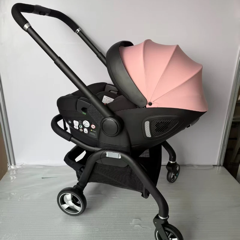 Brandneuer Rosa 4-in-1 Kinderwagen mit Babytragetasche, Multifunktionaler Kindersitz, Luxus-Kinderwagen, Faltbar, EU-Versand