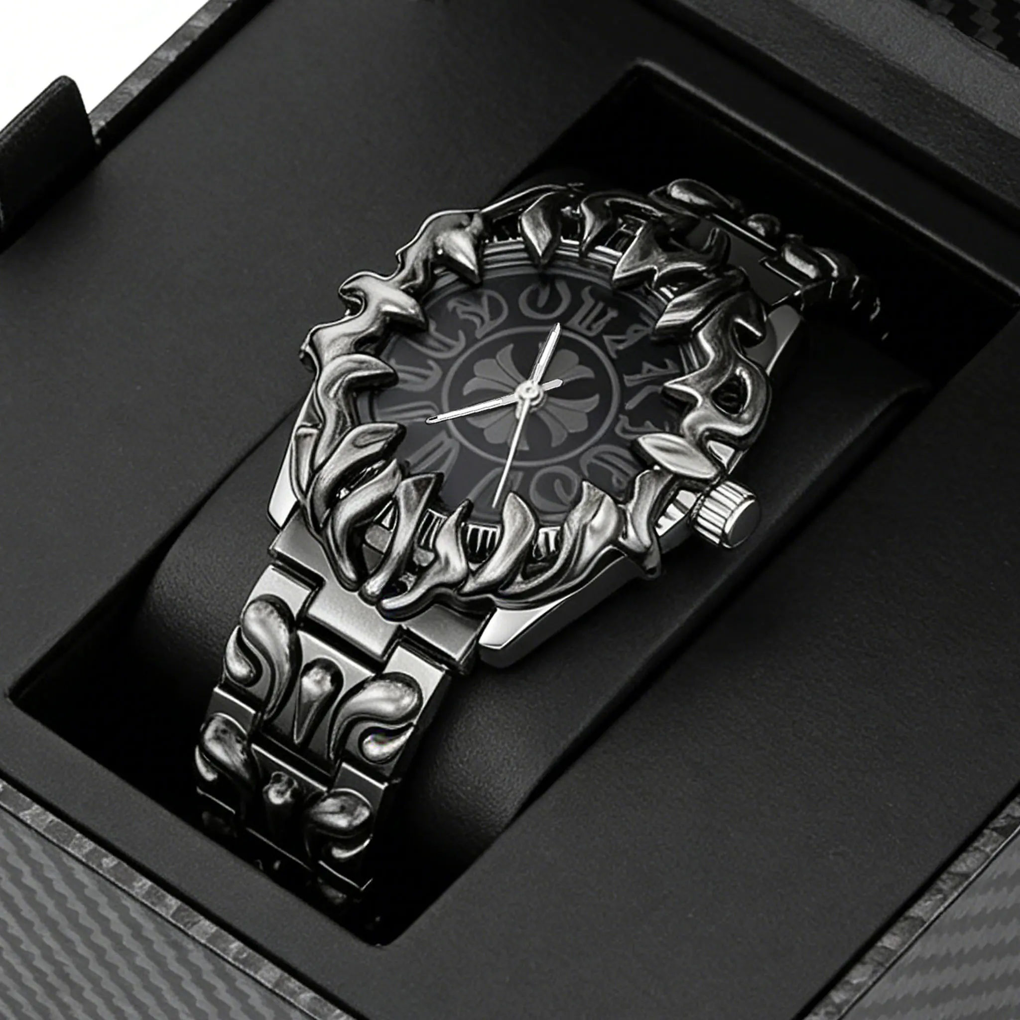 Original Quarz-Uhr Retro Kroko-Iris-Form Krallen-Uhr Alabaster-Stil Retro Y2K Europäisch-Amerikanischer Hip-Hop Luxus Herrenuhr