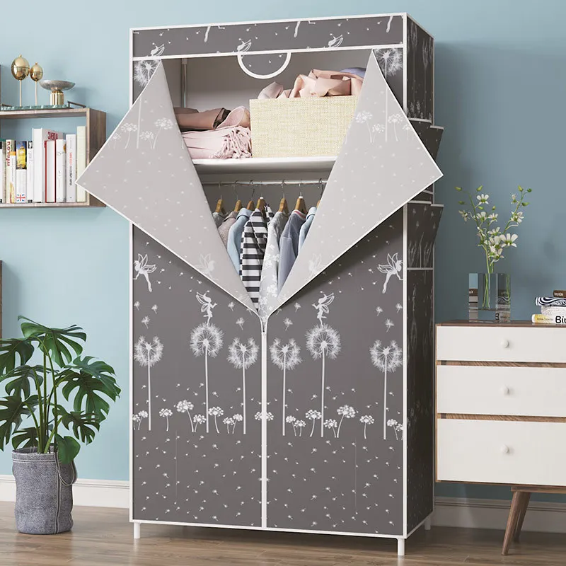 Wirtschaftlicher Aufbewahrungsschrank zur Verstärkung und Verdickung von Stahlrohren für den Schlafsaal, Hängegarderobe, einfacher Kleiderschrank, Stoffgarderobe