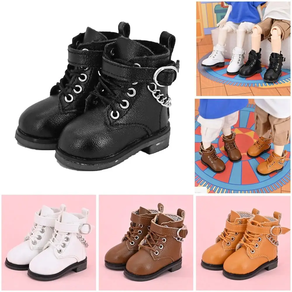 5 cm modische 15 cm Baumwollpuppen-Lederschuhe, geeignet für 1/6 BJD-Puppen, lässiges Tragen von Stiefeln mit Kettendekoration Image