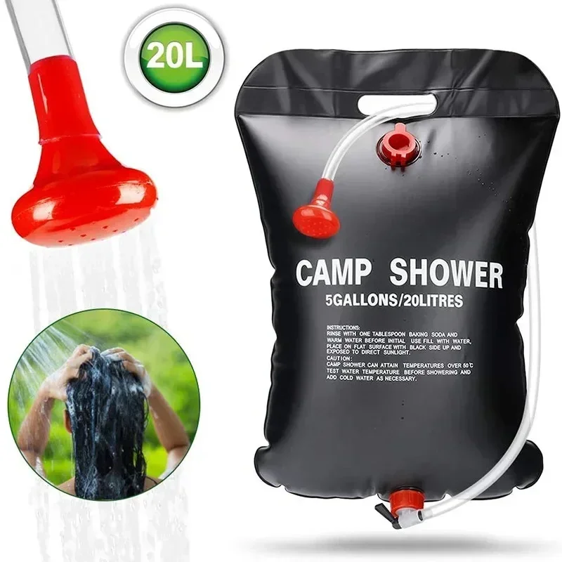 Große Kapazität, 20 l, Outdoor-Duschtasche, solarbetriebene Heizung für Camping, Strandausflug, tragbare Badesolösung, Outdoor-Camping