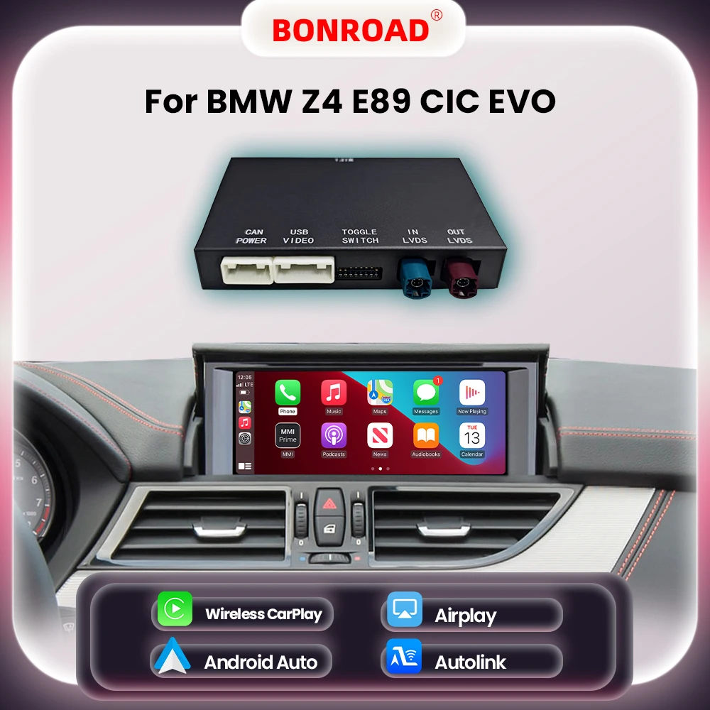 BONROAD Wireless CarPlay Android auto Module Apapter for BMW Z4 E89 CIC EVO System with Bluetooth Airplay Mirror Link Functions Image