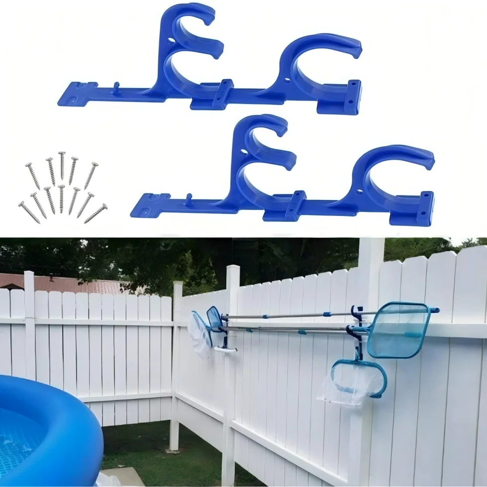 Schwimmbad-Stangen-Aufhänger, Pool-Stangen-Aufhänger, Haken aus Kunststoff, Halter für Teleskopstangen, Blattriegel, Vakuumschlauch, Bürsten, Skimmer-Netz Image