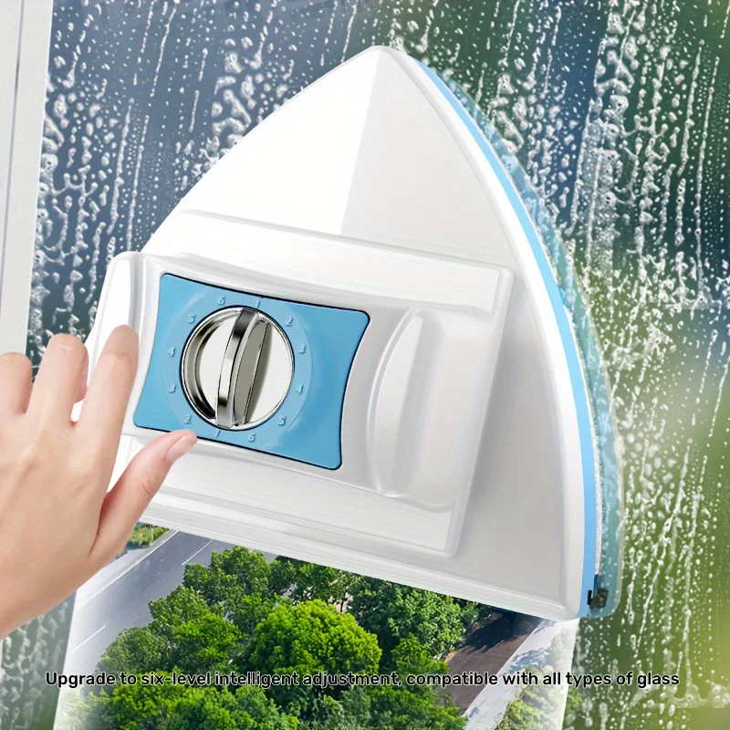 6-stufig einstellbarer magnetischer Fensterreiniger, doppelseitiger Glaswischer mit integriertem Wassertank, automatische Sprühfunktion zur Fensterreinigung Image