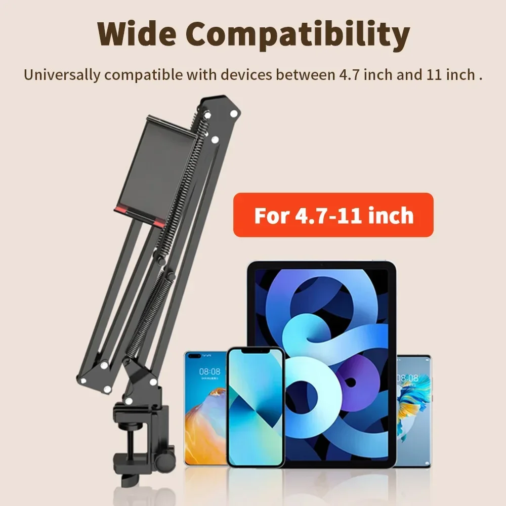 Tablet-Halter für Bett mit 90 cm Metallarm 360 ° Rotierendes Bett Tablet Halterung Ständer für iPad Ständer 4,5 ~ 11 Zoll Telefon Tablet Halterung Image