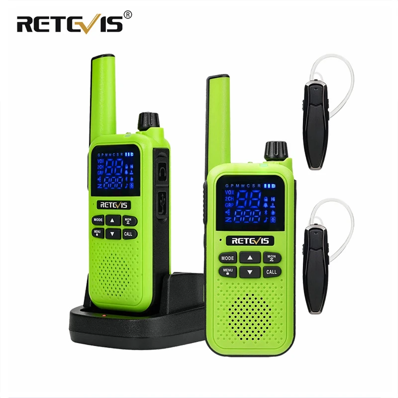 Retevis RA619 Walkie Talkie Wiederaufladbarer Zwei-Wege-Radioempfänger PMR446 Bluetooth-kompatibles VOX Walkie-Talkie für Camping Wandern Image