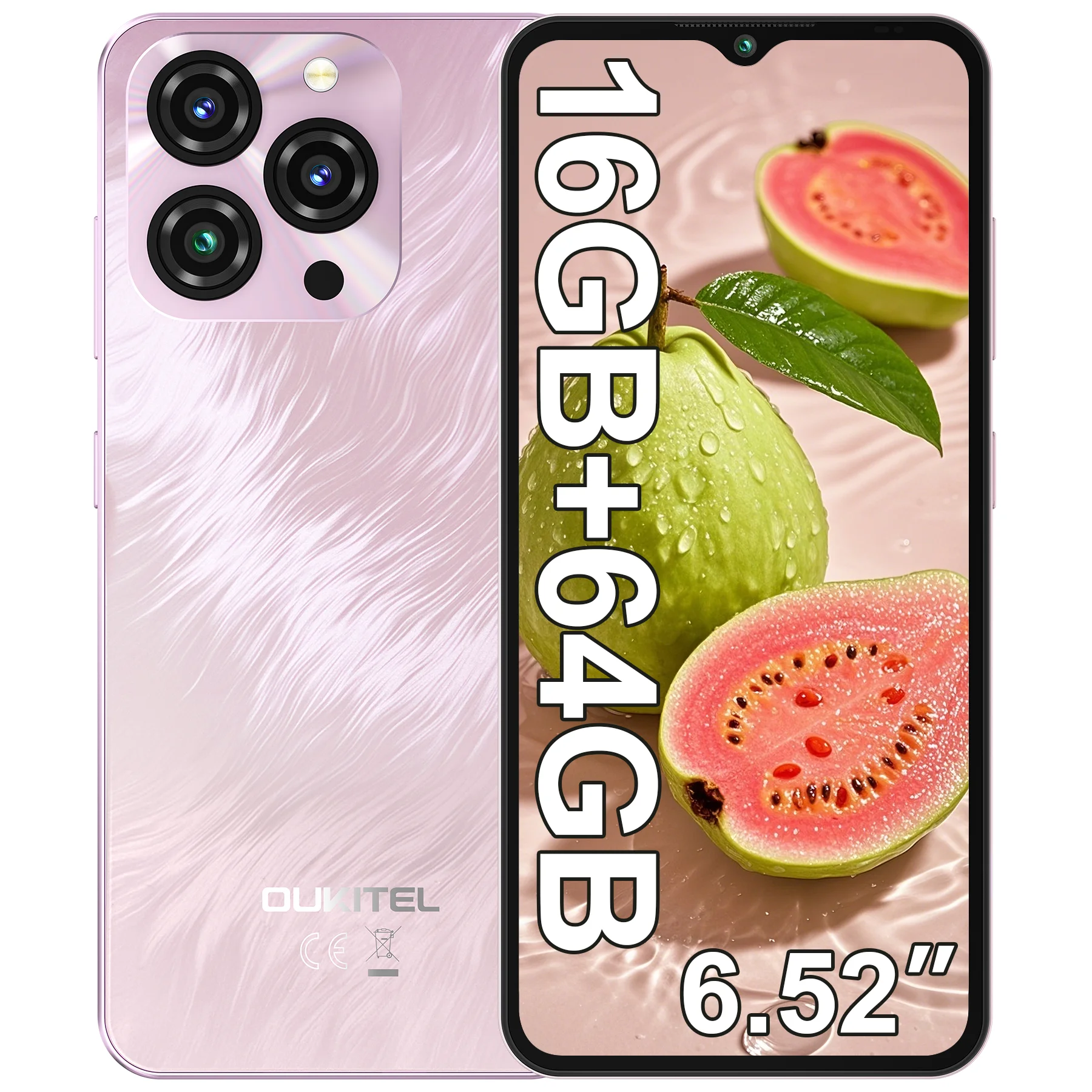 OUKITEL C3 Android 14 Smartphone Entsperrt - 5000mAh Akku, 6,52'' Waterdrop-Bildschirm - 16GB RAM+64GB/TF 1TB ROM Smartphone