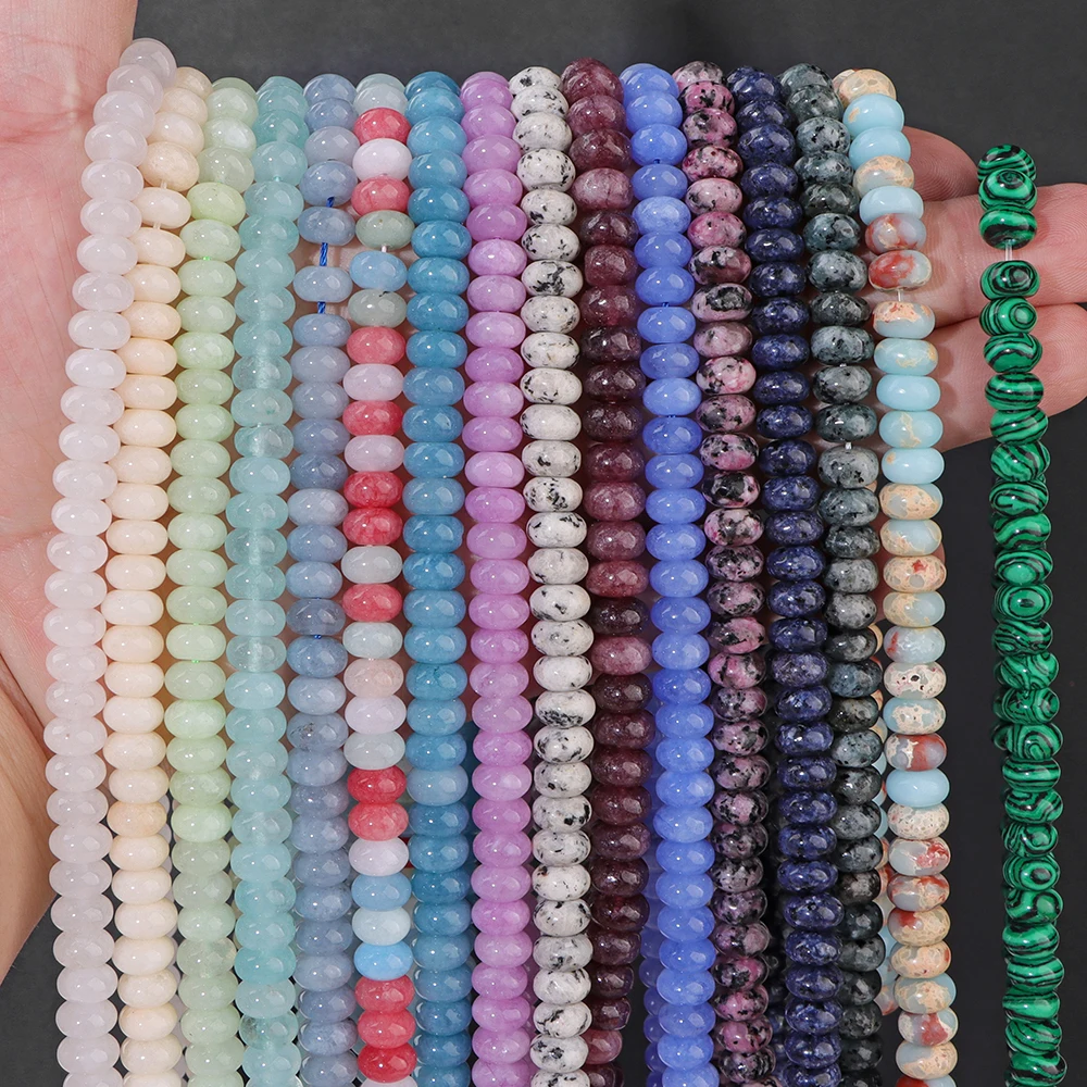 Bunte Naturstein-Chalcedon-Perlen, 5 x 8 mm, Rondelle-Quarz, lose Distanzperlen für Schmuckherstellung, DIY-Armband, Halskette Image