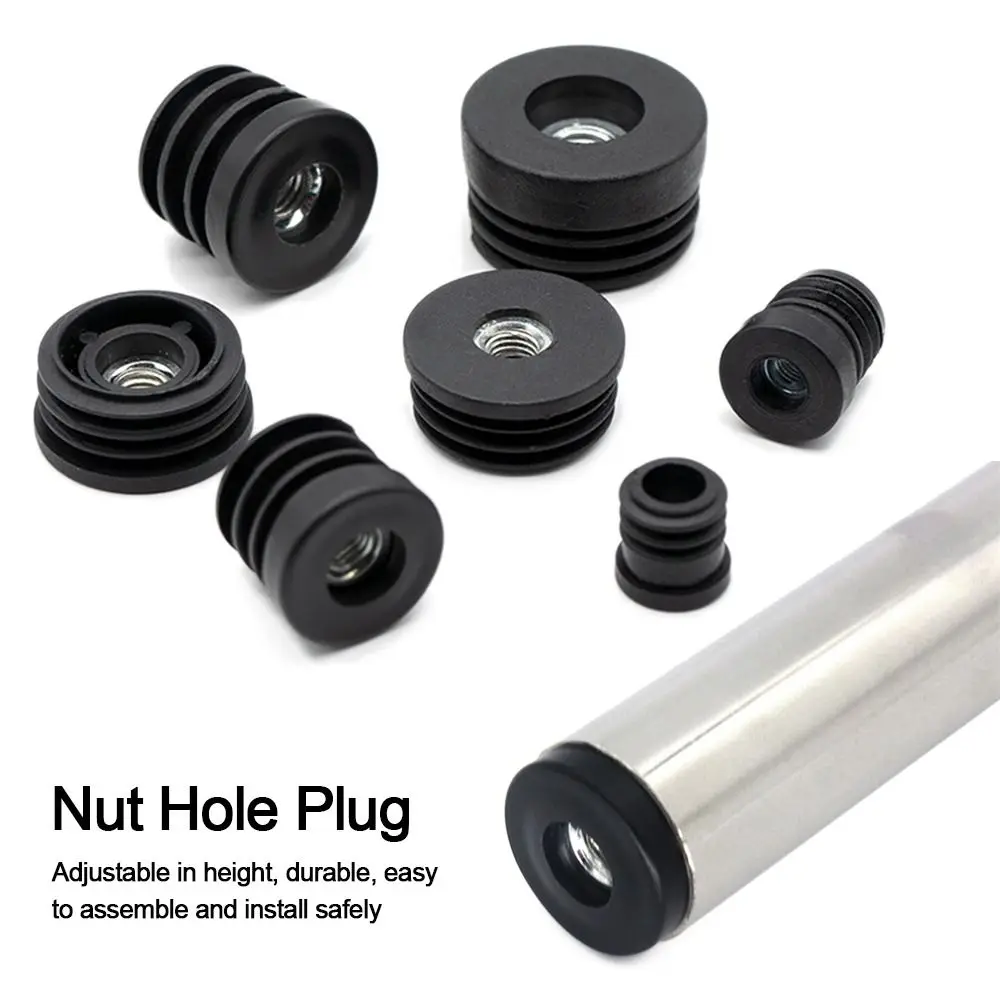 4 Teile/beutel Runde Kunststoff Möbel Bein Rohr Loch Stecker Mit Mutter Loch Blanking End Abdeckung Kappen Stuhl Bein Möbel Nivellierfüße Image