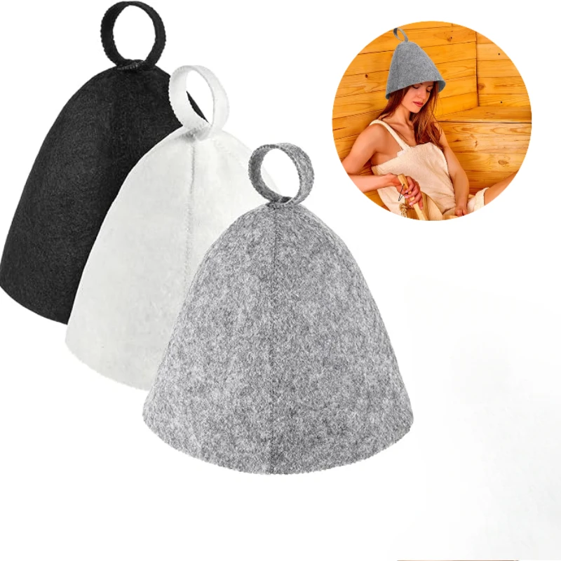Saunahüte, Saunakappen, Saunahüte, Saunazubehör, Filz-Saunappe für Männer und Frauen, Heimsauna-Dampfkappe für Dampfbad Image