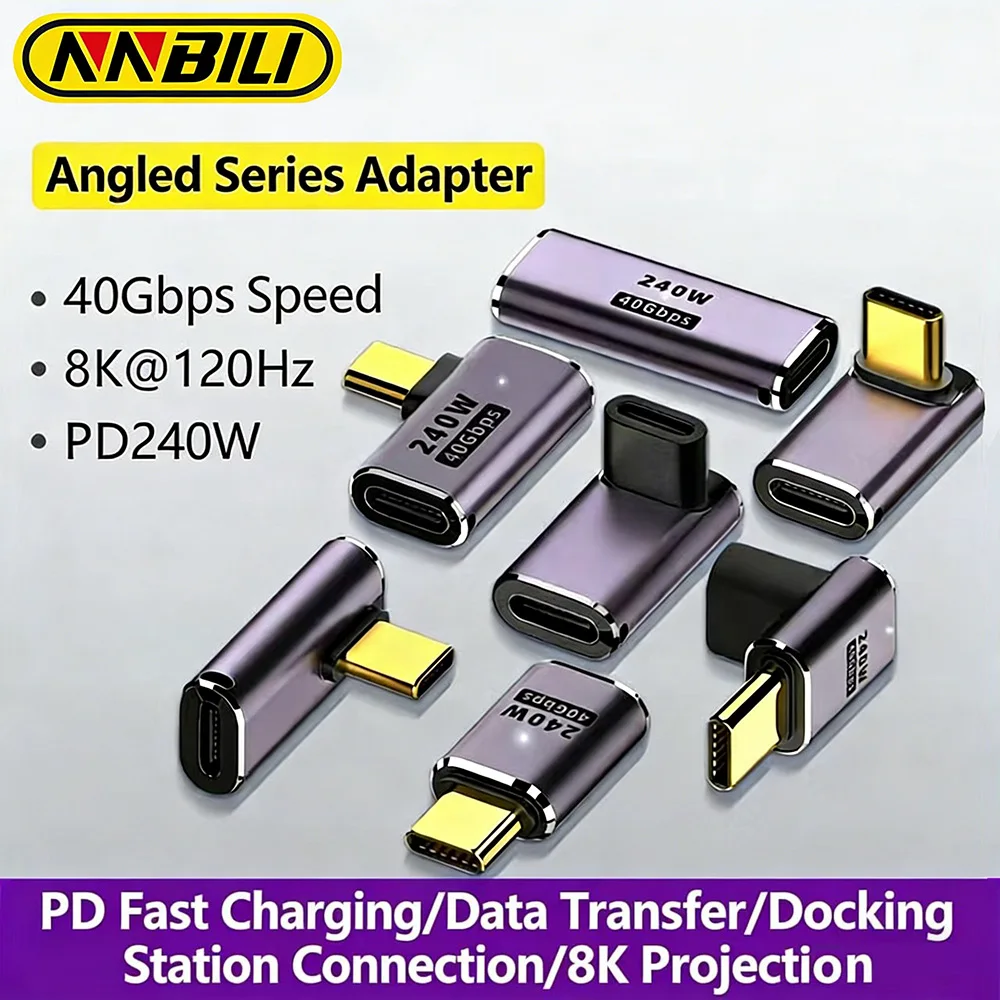 NNBILI USB4-Adapter USB-C zu USB-C Thunderbolt 3/4 40Gbps OTG-Verlängerungskabel-Adapter Typ-C Stecker auf Buchse Konverter für Laptop Image