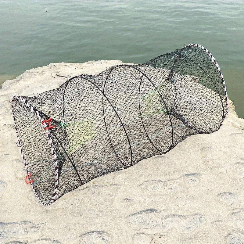 Faltbarer Wurfnetz-Fischkäfig, 1-teiliger feiner Nylongeflechtkäfig, geeignet für Ausrüstung zum Krabben-, Garnelen- und Krebse, geeignet für f Image