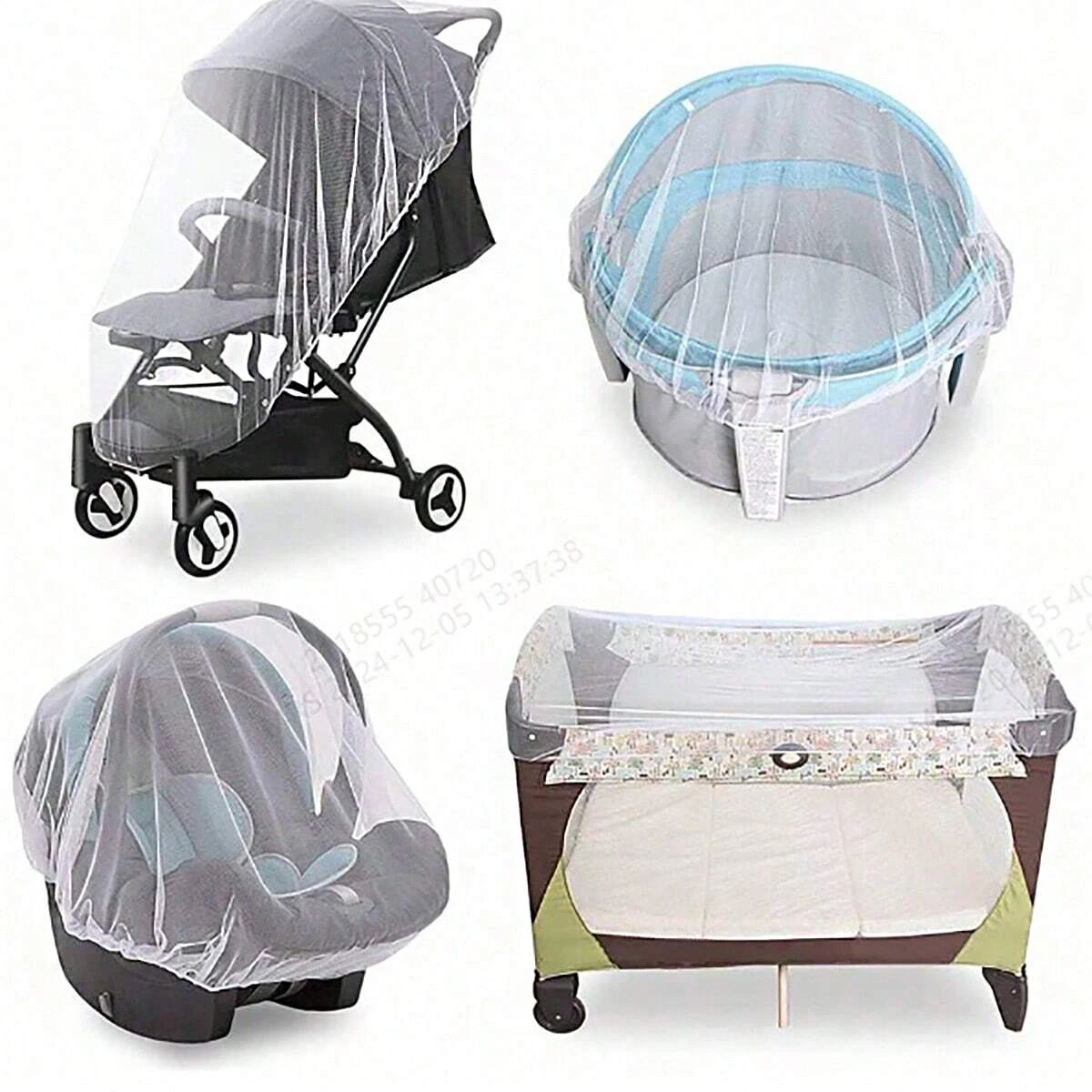 Kinderwagen 360 ° Vollständig abdeckendes Moskitonetz für Kinderwagen; Universelles, verschlüsseltes Anti-Moskito-Kinderwagen-Moskitonetz; Tragbare, insektensichere und lichtdichte große Moskitoschutznetzabdeckung