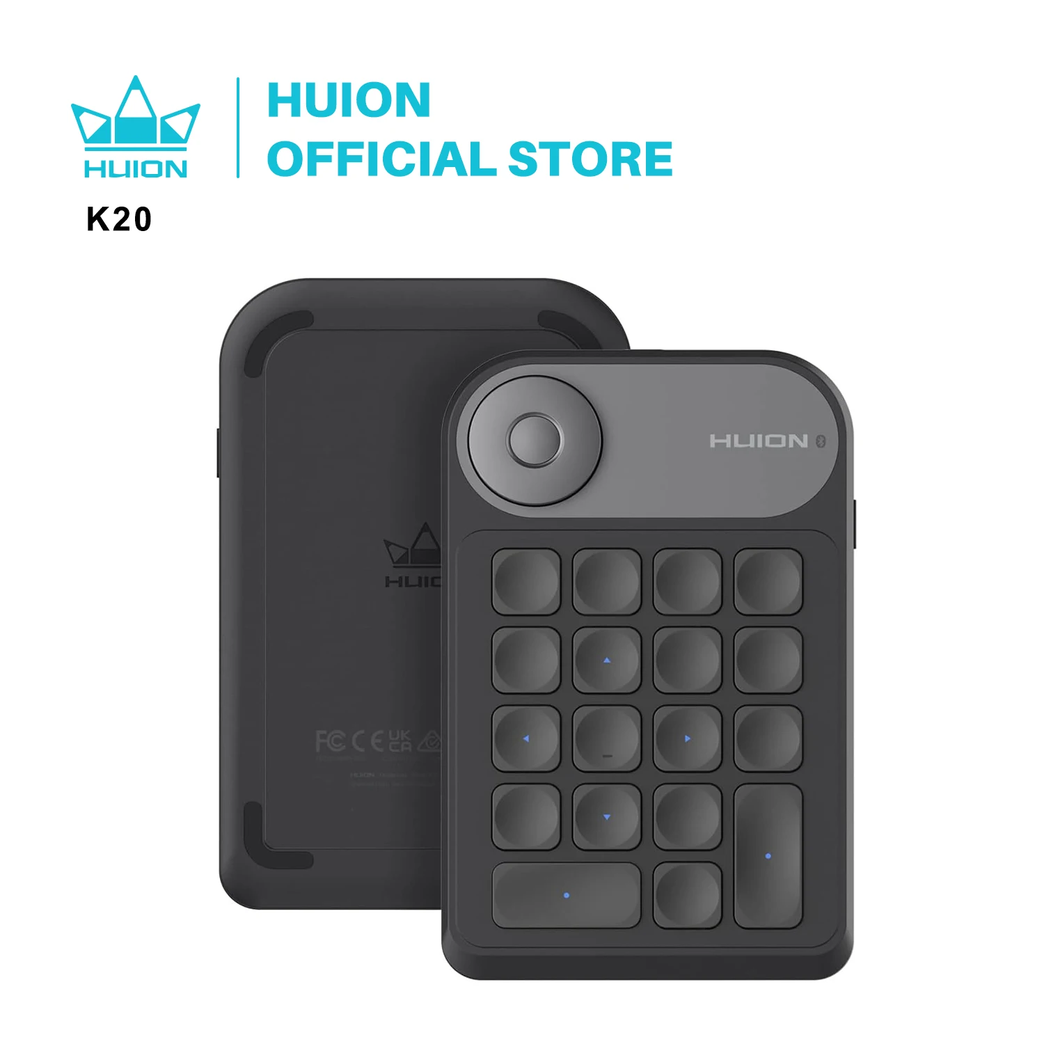Huion K20 Keydial Mini-Tastatur zum Zeichnen von Tablets, PCs und Telefon, 18-Tasten-Tastatur + Zifferblatt-Controller, verbesserte Version Image