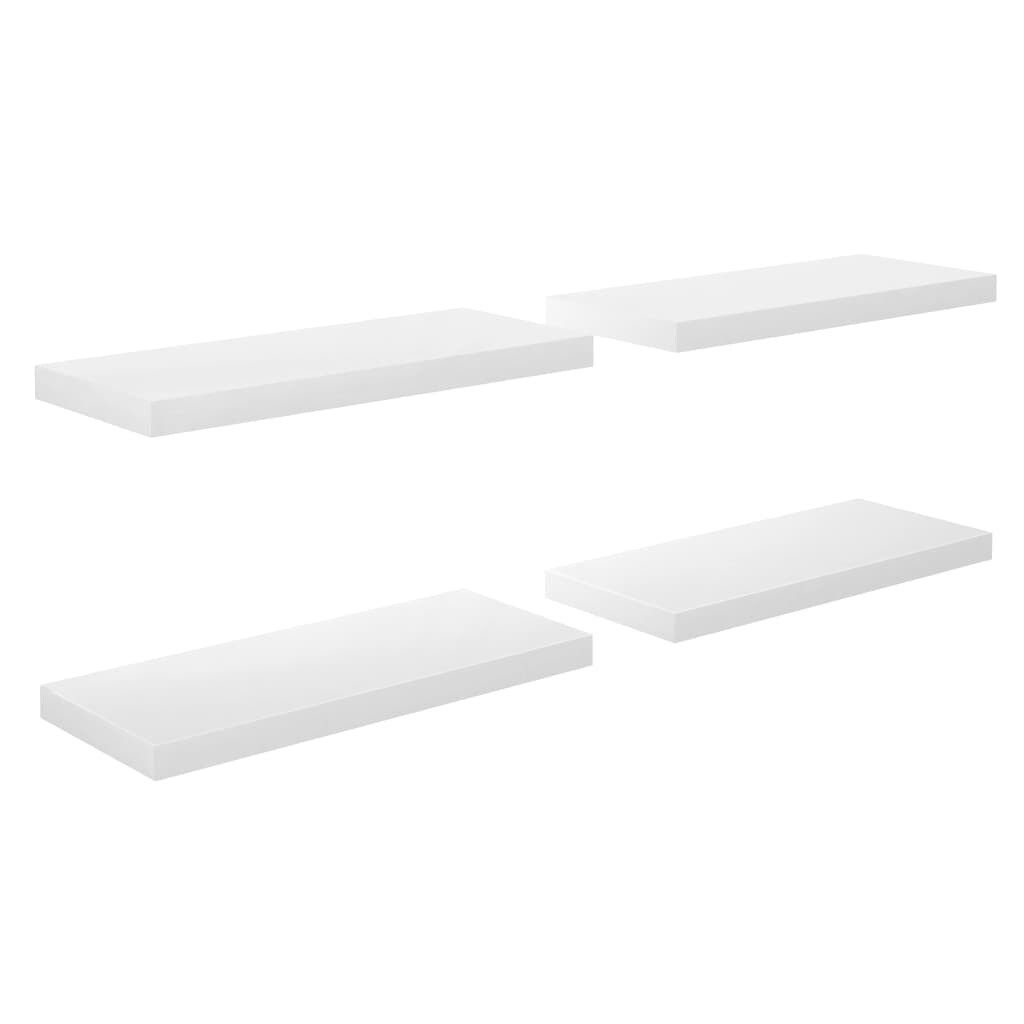 vidaXL Schweberegale 4 Stk. Hochglanz-Weiß 60x23,5x3,8 cm MDF Image
