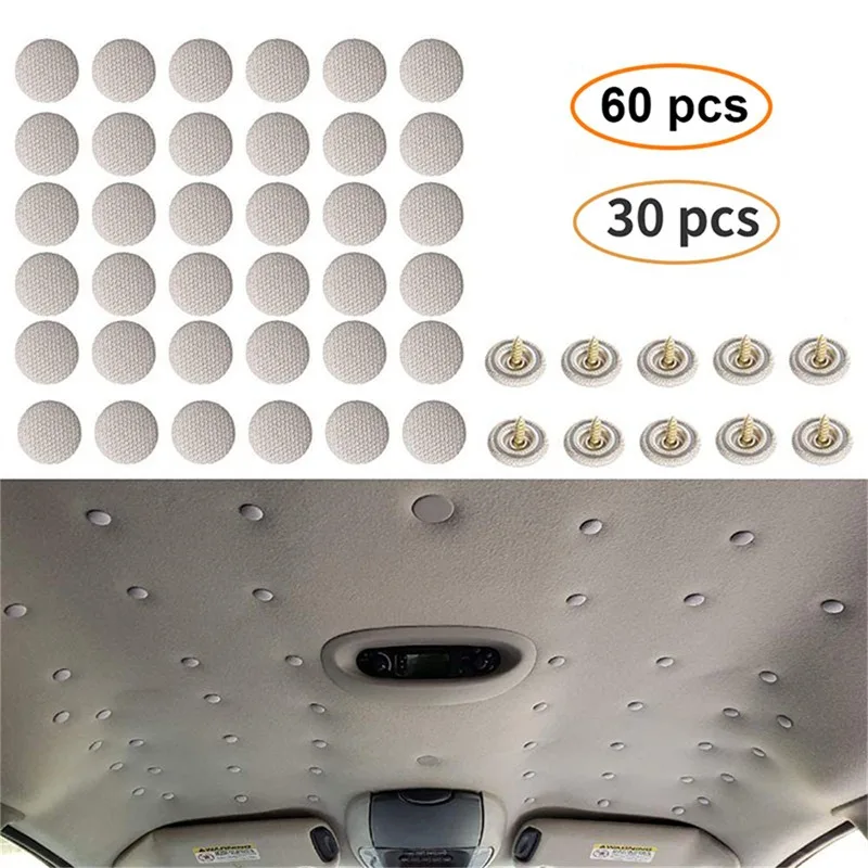 30/60pcs Auto Innen dachs chn allen Dachhimmel Decke Stoff Befestigungs schraube Pflege Stoff Schnalle Nieten Halte kappe Reparatur Automobil Image