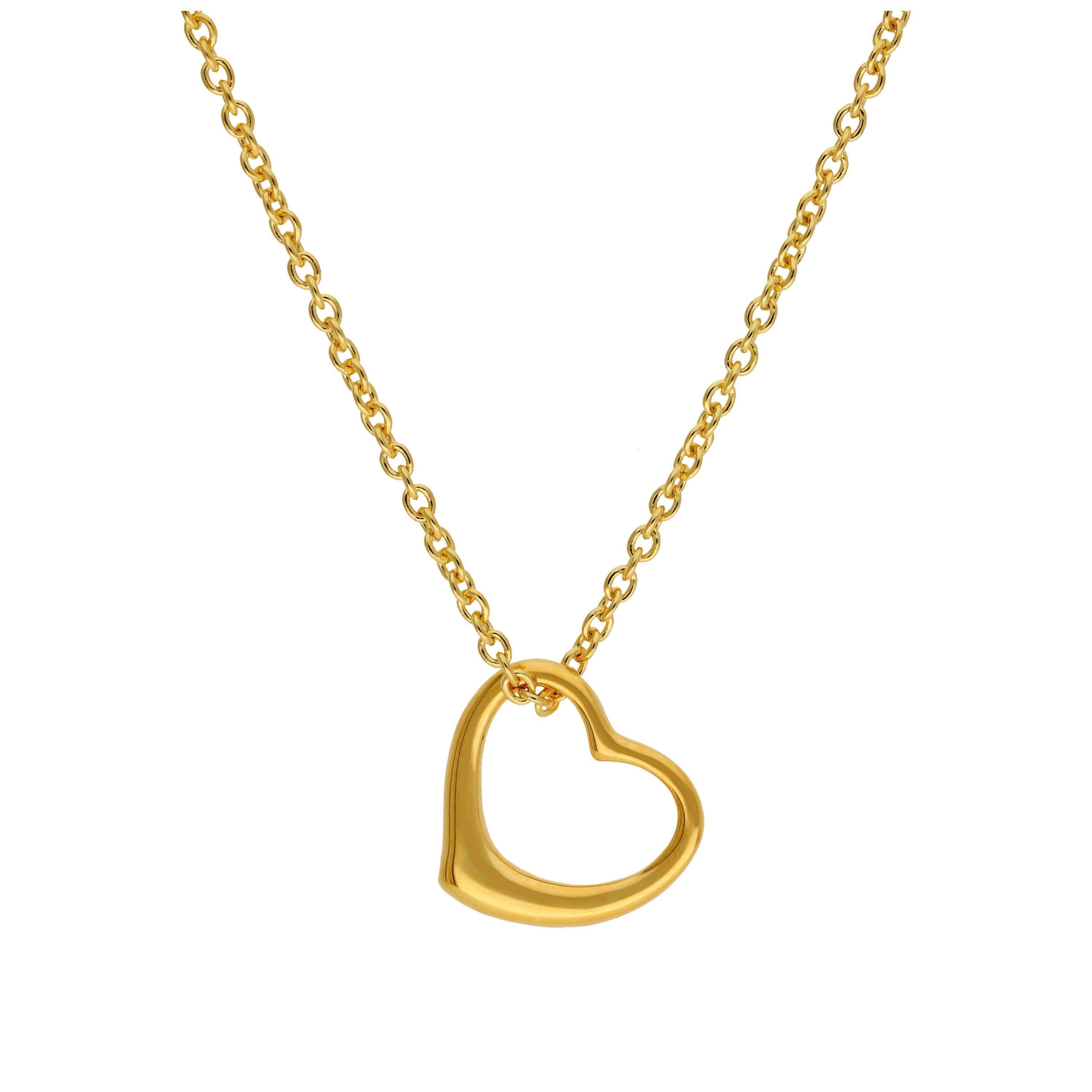 Collana con ciondolo a forma di cuore galleggiante in argento sterling placcato oro, 16-24 pollici - Collana in argento sterling placcato oro - Ciondo