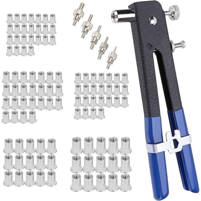 86 Pezzi Pistola Per Rivetti Con Dadi Pistola Per Rivetti Con 5 Mandrini M3 M4 M5 M6 M8 Kit Pistola Per Rivettatori Kit Dadi Per Rivetti Kit Rivetti Nutsert Pistola Rivettatrice Inserto Filettato