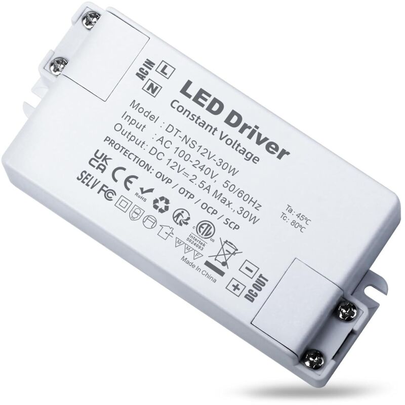 Driver Led 12v 30w, Trasformatore 220v 12v 2,5a, Alimentatore A Bassa Tensione Da Ca A Cc, Driver Led A Tensione Costante, Trasformatore Led Per Strisce Led, Lampade Led, Faretti Da Incasso