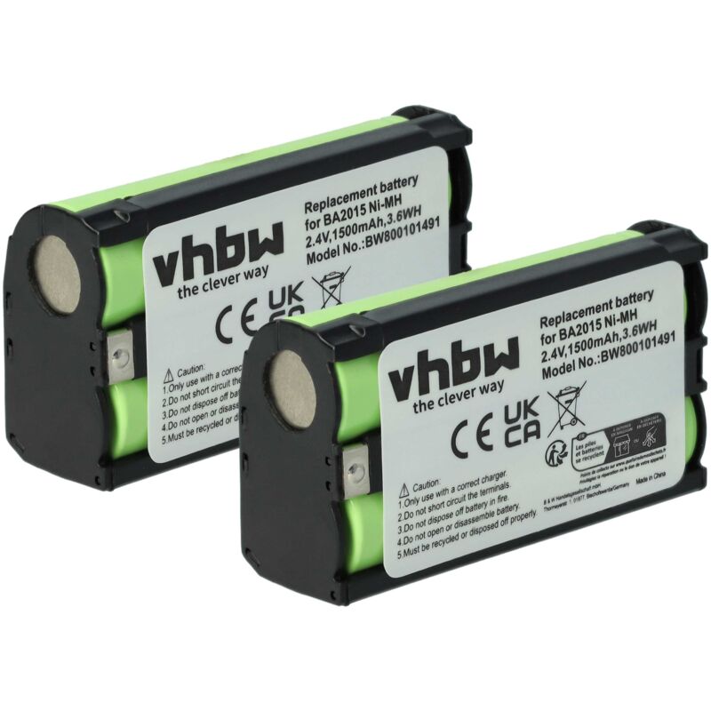 Vhbw 2x Batteria Compatibile Con Sennheiser Ek 300 Iem G2, Ek 2015, Ek 2000 Iem, Ek 2153 Auricolari Cuffie Wireless (1500mah, 2,4v, Nimh)