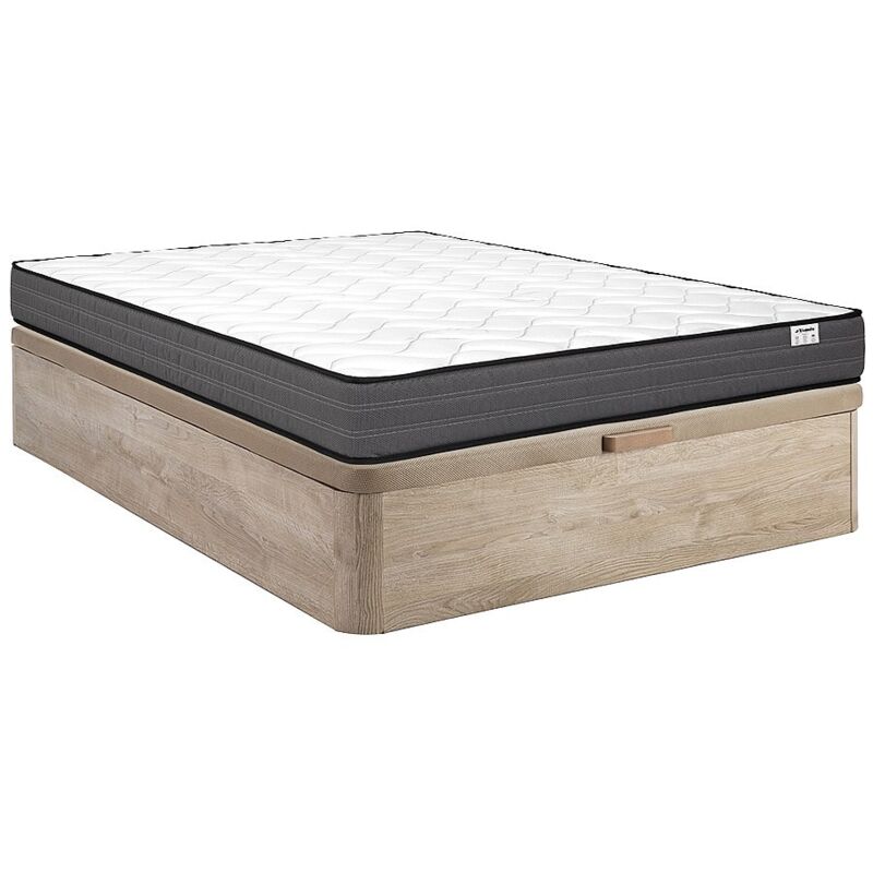 Vente-unique - Set 160 X 200 Cm Rete Contenitore Naturale Chiaro + Materasso Molle Insacchettate Sp.20 Cm - Ambracie Di Ysmée