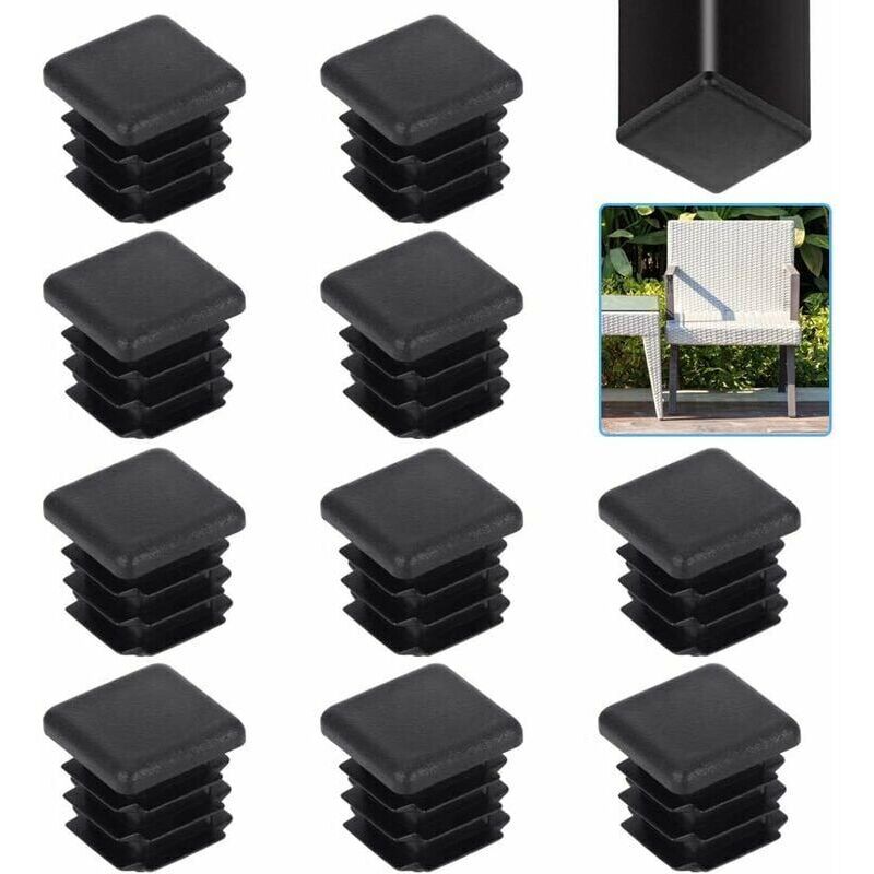 Lablanc - 20 Tappi Per Tubi Quadrati, 20 Tappi Per Tubi Quadrati Da 20 Mm, Tappi Per Tubi Quadrati In Plastica Nera, Tappi Per Pinne Quadrate, Tappi Per Tubi Solidi Per Sedie, Gambe Per Mobili, Armadi E Sedie.