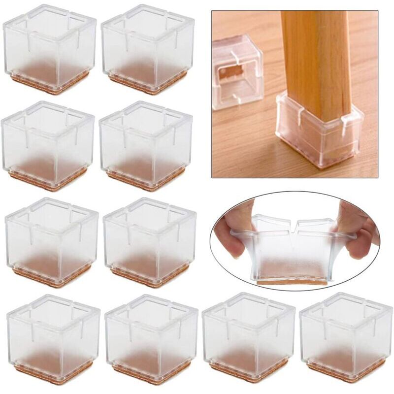 16 Pezzi Protezioni Per Gambe Di Sedie, Cuscinetti Quadrati Per Sedie, Protezioni Per Gambe Di Sedie In Silicone Per Proteggere I Pavimenti Da Graffi E Rumore, Tappi Per Gambe Di Sedie (42-48 Mm)