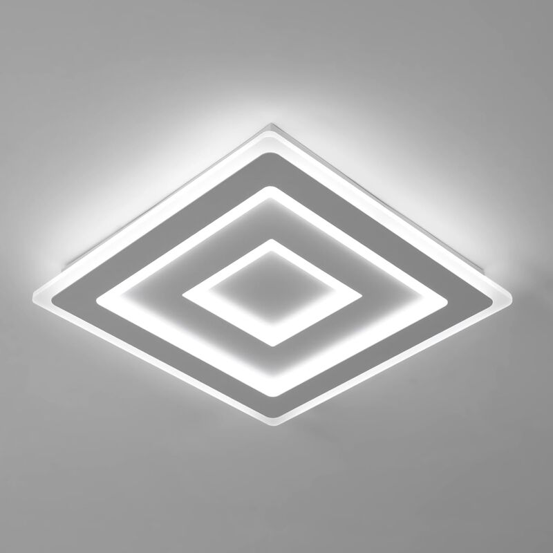 Comely - Plafoniera Led Quadrata Moderna, Lampada Da Soffitto Led 52w, Lampada Da Soffitto In Acrilico Bianco Ø 40cm Per Camera Da Letto, Salotto, Corridoio (luce Bianca 6500k)