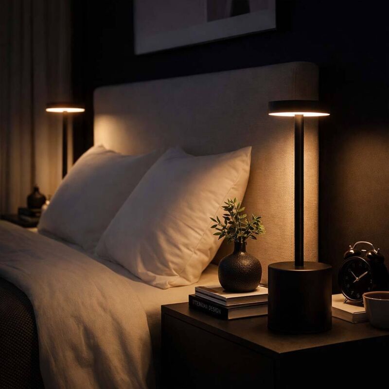 Globo Lighting - Lampada Da Tavolo, Lampada Da Soggiorno, Lampada Da Lettura, Lampada Da Scrivania, Lampada Da Tavolo, Lampada Laterale, Metallo Plastica Nera, Touch Dimmer Cct, Led 1.2w 138lm 2000k, 3500k, 7000k, H 3