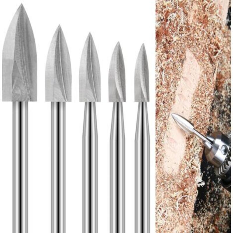 Utensili Per Intaglio Del Legno Per Utensili Rotanti, 5 Punte Per Incisione, Set Di Punte Per Intaglio Del Legno Con Gambo Da 1/8 Di Pollice Per Fai Da Te, Intaglio, Incisione, Molatura E Fo - Lablanc