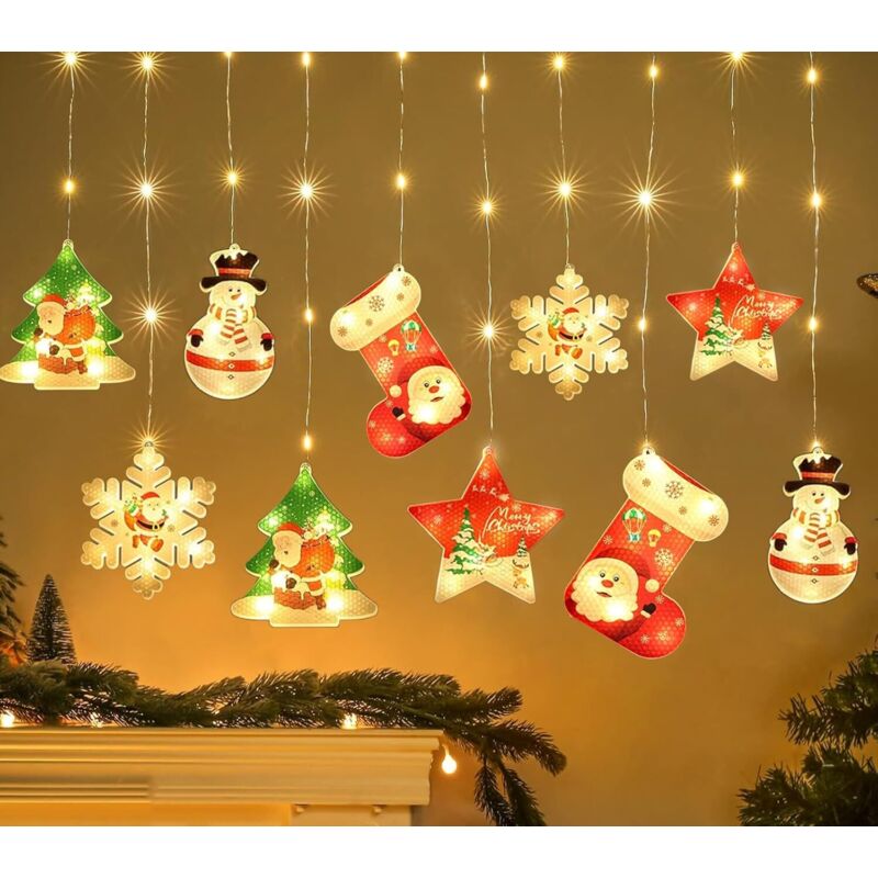 10 Decorazioni Luminose Natalizie Per Finestre Da Interni, 3 M, 100 Led, Luci Natalizie 3d, 8 Modalità, Luci A Tenda Per Finestre Natalizie Usb, Per Decorazioni Per Feste In Casa, Decorazioni Per La C