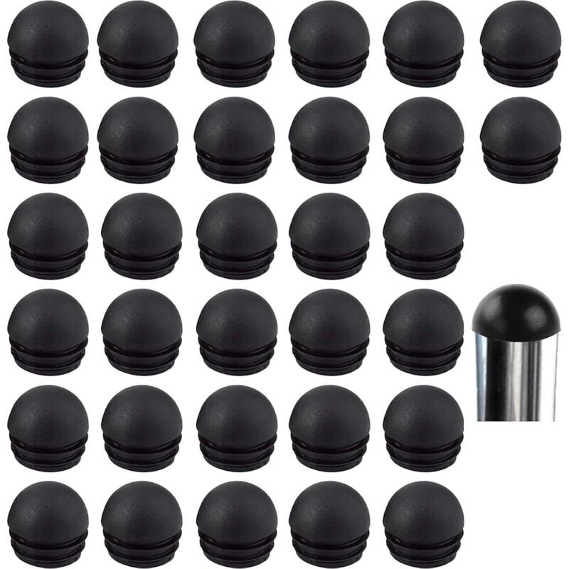 Tappi Terminali Rotondi Neri Per Tubi Di Sedie, Tappi Terminali Rotondi Per Gambe Di Sedie, Tappi Terminali In Gomma Per Gambe Di Sedie, Protezione Per Gambe Di Sedie, 32 Pezzi (19 Mm) - Lablanc