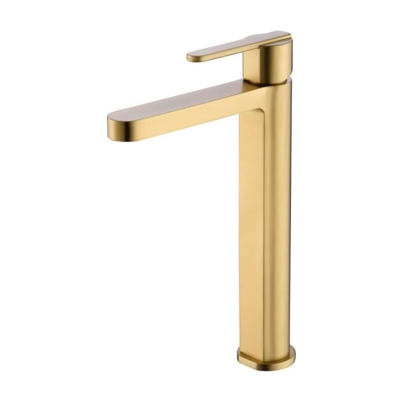 Mice Collection - Rubinetto Monocomando Per Lavabo Con Bocca Alta - Rubinetto Da Bagno Per Lavelli Con Bocca Alta Per Acqua Calda/fredda Oro Spazzolato
