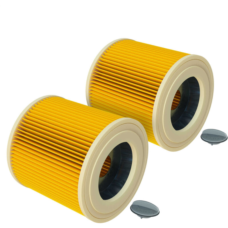 2x Filtro A Pieghe Piatte Compatibile Con Kärcher Wd 3 Battery Set, Wd 3 P, Wd 3 Car Kit, Wd 3 Car Aspirapolvere - Giallo - Vhbw
