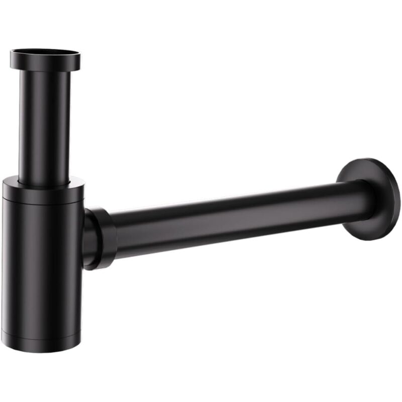 Jalleria - Sifone Universale Per Lavandino Nero, Sifone Per Lavandino, Sifone In Acciaio Inox, 1 1/4 X 32 Mm, Sifone Per Lavandino Del Bagno, Sifone In Metallo, Sifone Regolabile Per Lavandino, Anti-odore