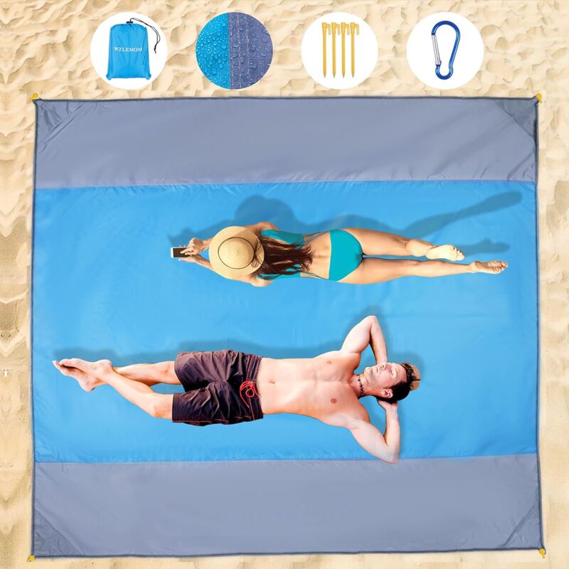 Gotrays - Coperta Da Picnic, Tappetino Da Spiaggia, Tappetino Da Picnic, Coperta Da Spiaggia, Coperta Da Picnic Extra Large 200 X 210 Cm, Può Essere Utilizzata Per Cortile, Spiaggia, Campeggio All'aperto E