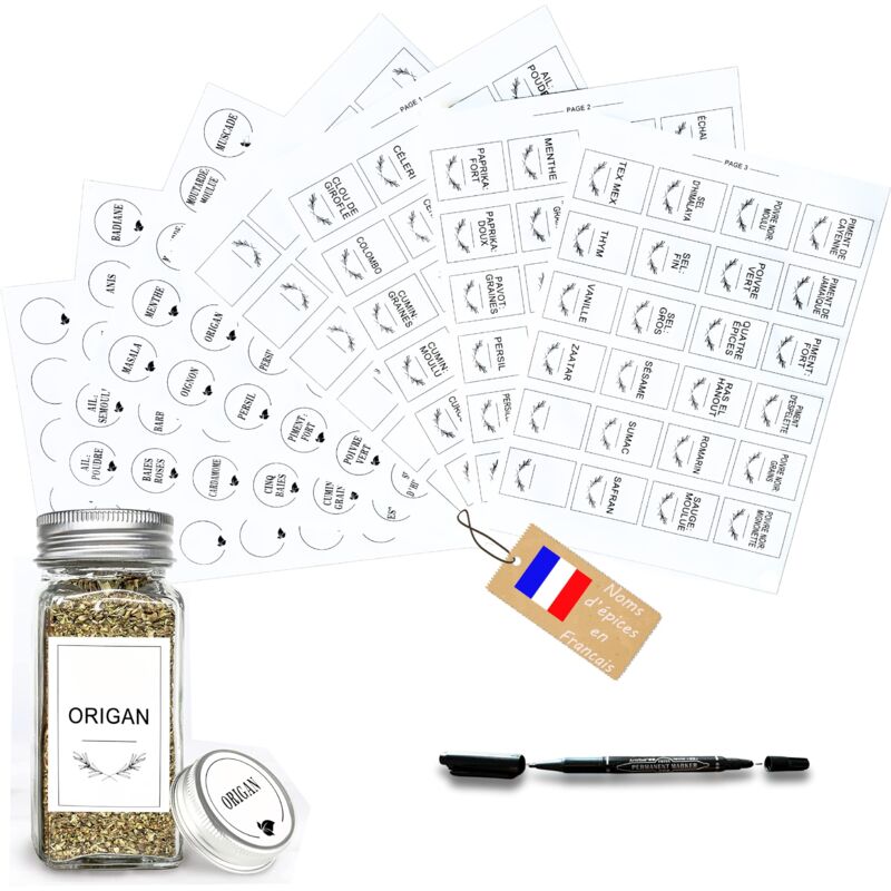 Kistayle 140 Etichette Autoadesive Nome Spezie Più Comuni In Francese Per Barattoli (non Inclusi) Etichette Spezie Francesi