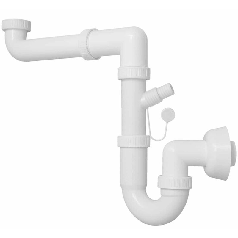 Schläfer - 4395025 Sifone Universale 1'1/2 Per Lavelli - Uscita Diam 40mm, Set Sifone A S In Plastica, Scarico Lavandino Autopulente Salvaspazio Per Lavello Singolo Con Attacco Lavastoviglie Lavatrice