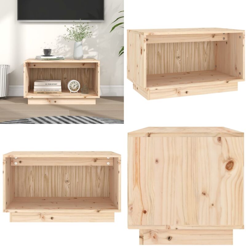 Mobile Porta Tv 60x35x35 Cm In Legno Massello Di Pino - Mobile Tv In Pino - Mobile Tv In Legno Massello