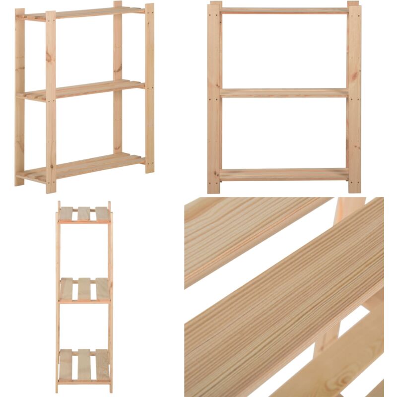 Scaffale A 3 Livelli 60x28,5x90 Cm In Legno Massello Di Pino - Scaffale In Legno - Scaffale Per Cucina
