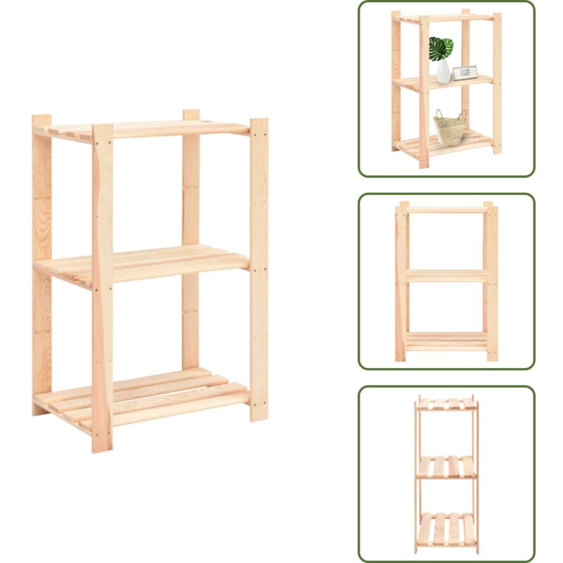 The Living Store Scaffale A 3 Livelli 60x38x90 Cm In Massello Di Pino 150 Kg - Scaffale A 3 Livelli